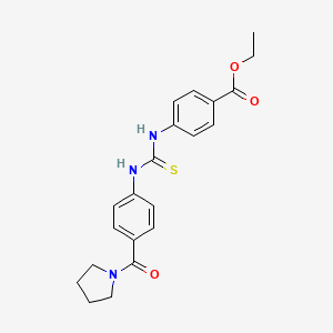 molecular formula C21H23N3O3S B3525731 ethyl 4-[({[4-(1-pyrrolidinylcarbonyl)phenyl]amino}carbonothioyl)amino]benzoate 