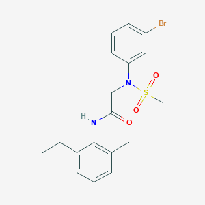 molecular formula C18H21BrN2O3S B3525733 N~2~-(3-bromophenyl)-N~1~-(2-ethyl-6-methylphenyl)-N~2~-(methylsulfonyl)glycinamide 