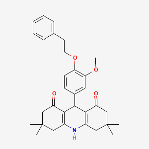 molecular formula C32H37NO4 B3525736 9-[3-methoxy-4-(2-phenylethoxy)phenyl]-3,3,6,6-tetramethyl-3,4,6,7,9,10-hexahydro-1,8(2H,5H)-acridinedione 