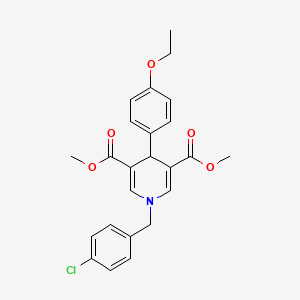 molecular formula C24H24ClNO5 B3525738 3,5-DIMETHYL 1-[(4-CHLOROPHENYL)METHYL]-4-(4-ETHOXYPHENYL)-1,4-DIHYDROPYRIDINE-3,5-DICARBOXYLATE 