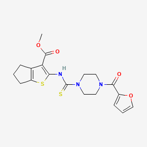 molecular formula C19H21N3O4S2 B3525746 methyl 2-({[4-(2-furoyl)-1-piperazinyl]carbonothioyl}amino)-5,6-dihydro-4H-cyclopenta[b]thiophene-3-carboxylate 