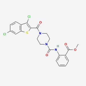 molecular formula C22H19Cl2N3O4S B3525759 methyl 2-[({4-[(3,6-dichloro-1-benzothien-2-yl)carbonyl]-1-piperazinyl}carbonyl)amino]benzoate 