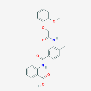 molecular formula C24H22N2O6 B3525787 2-[(3-{[(2-methoxyphenoxy)acetyl]amino}-4-methylbenzoyl)amino]benzoic acid 