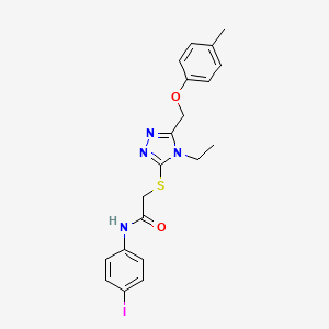 molecular formula C20H21IN4O2S B3525811 2-({4-ethyl-5-[(4-methylphenoxy)methyl]-4H-1,2,4-triazol-3-yl}sulfanyl)-N-(4-iodophenyl)acetamide 