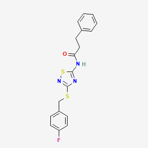 N-[3-[(4-fluorophenyl)methylsulfanyl]-1,2,4-thiadiazol-5-yl]-3-phenylpropanamide