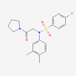 molecular formula C20H23ClN2O3S B3525827 4-Chloro-N-(3,4-dimethyl-phenyl)-N-(2-oxo-2-pyrrolidin-1-yl-ethyl)-benzenesulfonamide 