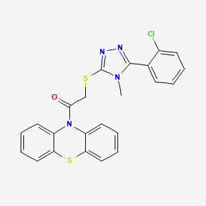 molecular formula C23H17ClN4OS2 B3525867 2-{[5-(2-chlorophenyl)-4-methyl-4H-1,2,4-triazol-3-yl]sulfanyl}-1-(10H-phenothiazin-10-yl)ethanone 