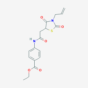 molecular formula C17H18N2O5S B352587 Ethyl 4-(2-(3-allyl-2,4-dioxothiazolidin-5-yl)acetamido)benzoate CAS No. 876900-85-5