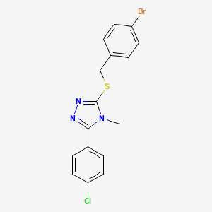 molecular formula C16H13BrClN3S B3525960 3-[(4-bromobenzyl)thio]-5-(4-chlorophenyl)-4-methyl-4H-1,2,4-triazole 