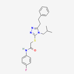 molecular formula C22H25FN4OS B3525961 N-(4-fluorophenyl)-2-{[4-isobutyl-5-(2-phenylethyl)-4H-1,2,4-triazol-3-yl]thio}acetamide 