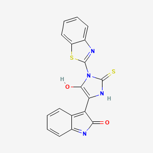 (3E)-3-[1-(1,3-benzothiazol-2-yl)-5-oxo-2-thioxoimidazolidin-4-ylidene]-1,3-dihydro-2H-indol-2-one