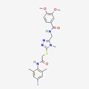 molecular formula C23H26IN5O4S B3525967 N-{[5-({2-[(4-iodo-2,6-dimethylphenyl)amino]-2-oxoethyl}sulfanyl)-4-methyl-4H-1,2,4-triazol-3-yl]methyl}-3,4-dimethoxybenzamide 