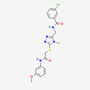 molecular formula C20H20ClN5O3S B3526029 3-chloro-N-{[5-({2-[(3-methoxyphenyl)amino]-2-oxoethyl}sulfanyl)-4-methyl-4H-1,2,4-triazol-3-yl]methyl}benzamide 