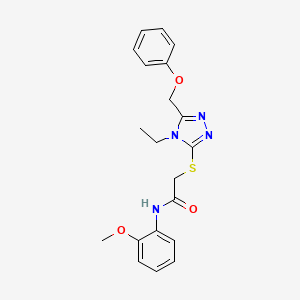 molecular formula C20H22N4O3S B3526035 2-{[4-ethyl-5-(phenoxymethyl)-4H-1,2,4-triazol-3-yl]sulfanyl}-N-(2-methoxyphenyl)acetamide 