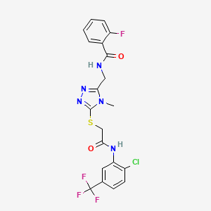 N-({5-[(2-{[2-chloro-5-(trifluoromethyl)phenyl]amino}-2-oxoethyl)sulfanyl]-4-methyl-4H-1,2,4-triazol-3-yl}methyl)-2-fluorobenzamide