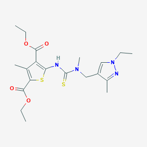 molecular formula C20H28N4O4S2 B3526088 diethyl 5-({[[(1-ethyl-3-methyl-1H-pyrazol-4-yl)methyl](methyl)amino]carbonothioyl}amino)-3-methyl-2,4-thiophenedicarboxylate 