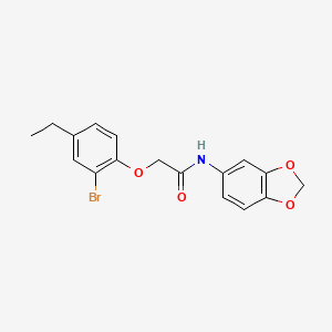 molecular formula C17H16BrNO4 B3526129 N-(1,3-benzodioxol-5-yl)-2-(2-bromo-4-ethylphenoxy)acetamide 