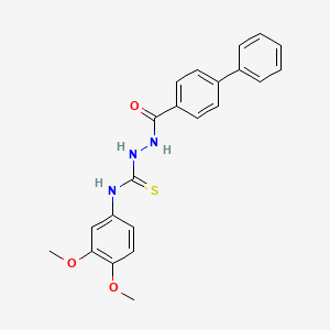 molecular formula C22H21N3O3S B3526161 2-(4-biphenylylcarbonyl)-N-(3,4-dimethoxyphenyl)hydrazinecarbothioamide 