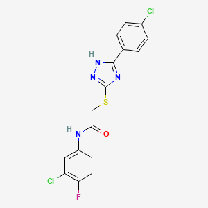 molecular formula C16H11Cl2FN4OS B3526168 N-(3-chloro-4-fluorophenyl)-2-{[5-(4-chlorophenyl)-4H-1,2,4-triazol-3-yl]sulfanyl}acetamide 