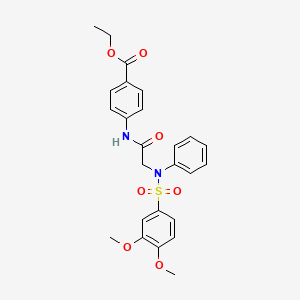 molecular formula C25H26N2O7S B3526202 ethyl 4-({N-[(3,4-dimethoxyphenyl)sulfonyl]-N-phenylglycyl}amino)benzoate 