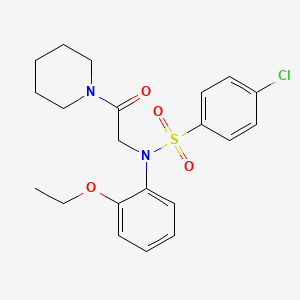 molecular formula C21H25ClN2O4S B3526208 4-chloro-N-(2-ethoxyphenyl)-N-[2-oxo-2-(piperidin-1-yl)ethyl]benzenesulfonamide 