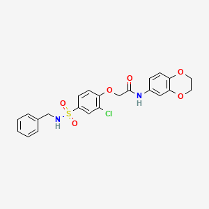 2-[4-(benzylsulfamoyl)-2-chlorophenoxy]-N-(2,3-dihydro-1,4-benzodioxin-6-yl)acetamide