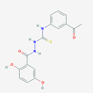 molecular formula C16H15N3O4S B3526239 N-(3-acetylphenyl)-2-(2,5-dihydroxybenzoyl)hydrazinecarbothioamide 