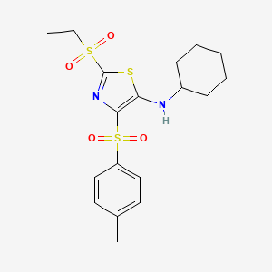 N-cyclohexyl-2-(ethylsulfonyl)-4-[(4-methylphenyl)sulfonyl]-1,3-thiazol-5-amine