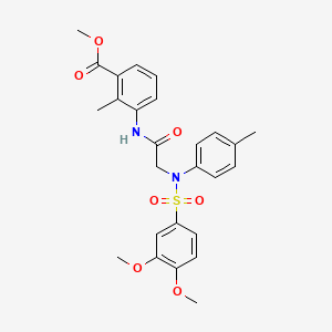 molecular formula C26H28N2O7S B3526308 methyl 3-{[N-[(3,4-dimethoxyphenyl)sulfonyl]-N-(4-methylphenyl)glycyl]amino}-2-methylbenzoate 