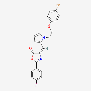 (4E)-4-[[1-[2-(4-bromophenoxy)ethyl]pyrrol-2-yl]methylidene]-2-(4-fluorophenyl)-1,3-oxazol-5-one