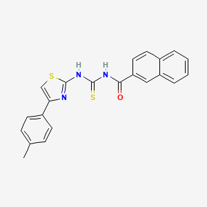 molecular formula C22H17N3OS2 B3526422 N-({[4-(4-methylphenyl)-1,3-thiazol-2-yl]amino}carbonothioyl)-2-naphthamide 