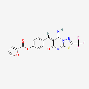 [4-[(Z)-[5-imino-7-oxo-2-(trifluoromethyl)-[1,3,4]thiadiazolo[3,2-a]pyrimidin-6-ylidene]methyl]phenyl] furan-2-carboxylate