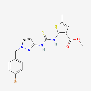 molecular formula C18H17BrN4O2S2 B3526460 methyl 2-[({[1-(4-bromobenzyl)-1H-pyrazol-3-yl]amino}carbonothioyl)amino]-5-methyl-3-thiophenecarboxylate 