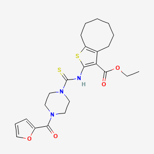 molecular formula C23H29N3O4S2 B3526464 ethyl 2-({[4-(2-furoyl)-1-piperazinyl]carbonothioyl}amino)-4,5,6,7,8,9-hexahydrocycloocta[b]thiophene-3-carboxylate 