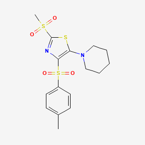 1-[4-[(4-methylphenyl)sulfonyl]-2-(methylsulfonyl)-1,3-thiazol-5-yl]piperidine