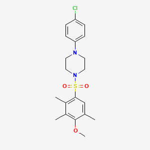 molecular formula C20H25ClN2O3S B3526545 1-(4-chlorophenyl)-4-[(4-methoxy-2,3,5-trimethylphenyl)sulfonyl]piperazine 