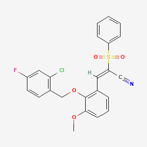 molecular formula C23H17ClFNO4S B3526586 3-{2-[(2-chloro-4-fluorobenzyl)oxy]-3-methoxyphenyl}-2-(phenylsulfonyl)acrylonitrile 