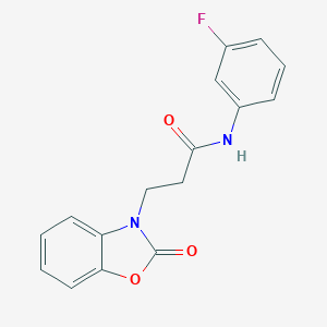 molecular formula C16H13FN2O3 B352661 N-(3-fluorophenyl)-3-(2-oxo-1,3-benzoxazol-3(2H)-yl)propanamide CAS No. 851989-13-4