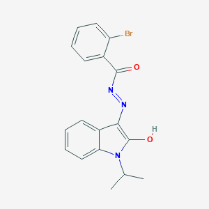 molecular formula C18H16BrN3O2 B352664 2-bromo-N'-(1-isopropyl-2-oxo-1,2-dihydro-3H-indol-3-ylidene)benzohydrazide 