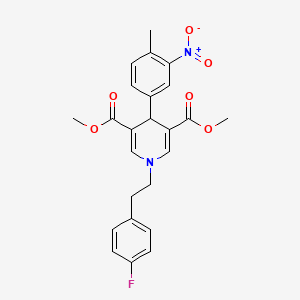 molecular formula C24H23FN2O6 B3526648 dimethyl 1-[2-(4-fluorophenyl)ethyl]-4-(4-methyl-3-nitrophenyl)-1,4-dihydro-3,5-pyridinedicarboxylate 