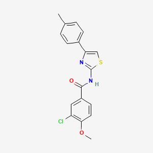 molecular formula C18H15ClN2O2S B3526662 3-chloro-4-methoxy-N-[4-(4-methylphenyl)-1,3-thiazol-2-yl]benzamide 