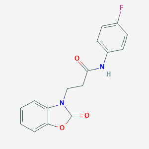 molecular formula C16H13FN2O3 B352667 N-(4-fluorophenyl)-3-(2-oxo-1,3-benzoxazol-3(2H)-yl)propanamide CAS No. 851989-14-5