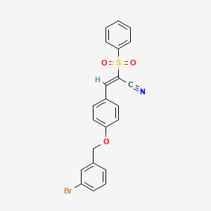 molecular formula C22H16BrNO3S B3526734 3-{4-[(3-bromobenzyl)oxy]phenyl}-2-(phenylsulfonyl)acrylonitrile 