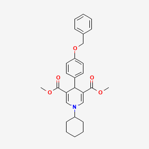 molecular formula C28H31NO5 B3526747 dimethyl 4-[4-(benzyloxy)phenyl]-1-cyclohexyl-1,4-dihydro-3,5-pyridinedicarboxylate 