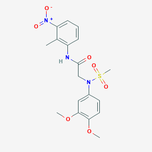 molecular formula C18H21N3O7S B3526763 N~2~-(3,4-dimethoxyphenyl)-N~1~-(2-methyl-3-nitrophenyl)-N~2~-(methylsulfonyl)glycinamide 