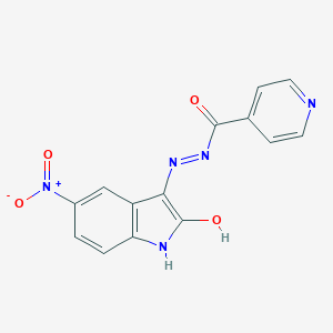 molecular formula C14H9N5O4 B352679 Isonicotinic acid (5-nitro-2-oxo-1,2-dihydro-indol-3-ylidene)-hydrazide CAS No. 81253-07-8