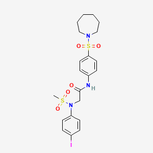 molecular formula C21H26IN3O5S2 B3526799 N~1~-[4-(1-azepanylsulfonyl)phenyl]-N~2~-(4-iodophenyl)-N~2~-(methylsulfonyl)glycinamide 