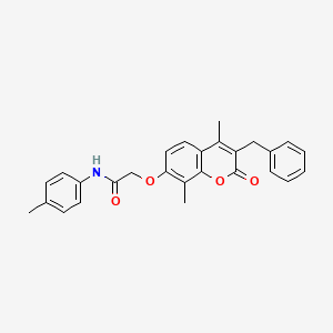 molecular formula C27H25NO4 B3526835 2-[(3-benzyl-4,8-dimethyl-2-oxo-2H-chromen-7-yl)oxy]-N-(4-methylphenyl)acetamide 