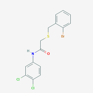 molecular formula C15H12BrCl2NOS B3526883 2-[(2-bromobenzyl)thio]-N-(3,4-dichlorophenyl)acetamide 