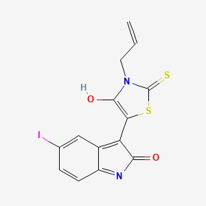 3-(3-allyl-4-oxo-2-thioxo-1,3-thiazolidin-5-ylidene)-5-iodo-1,3-dihydro-2H-indol-2-one